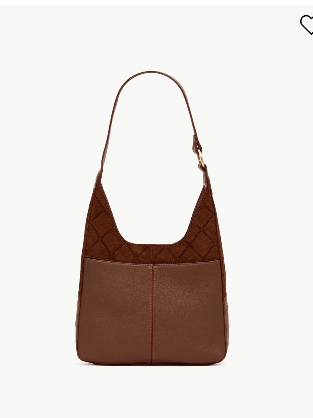 Hammitt Tim Medium Chocolate Diamond Suede Hobo Bag Antique Gold - Picture 4 of 10